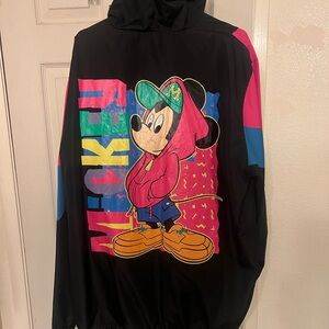 90s Mickey Mouse Mens XXL Windbreaker Jacket - Black and Pink